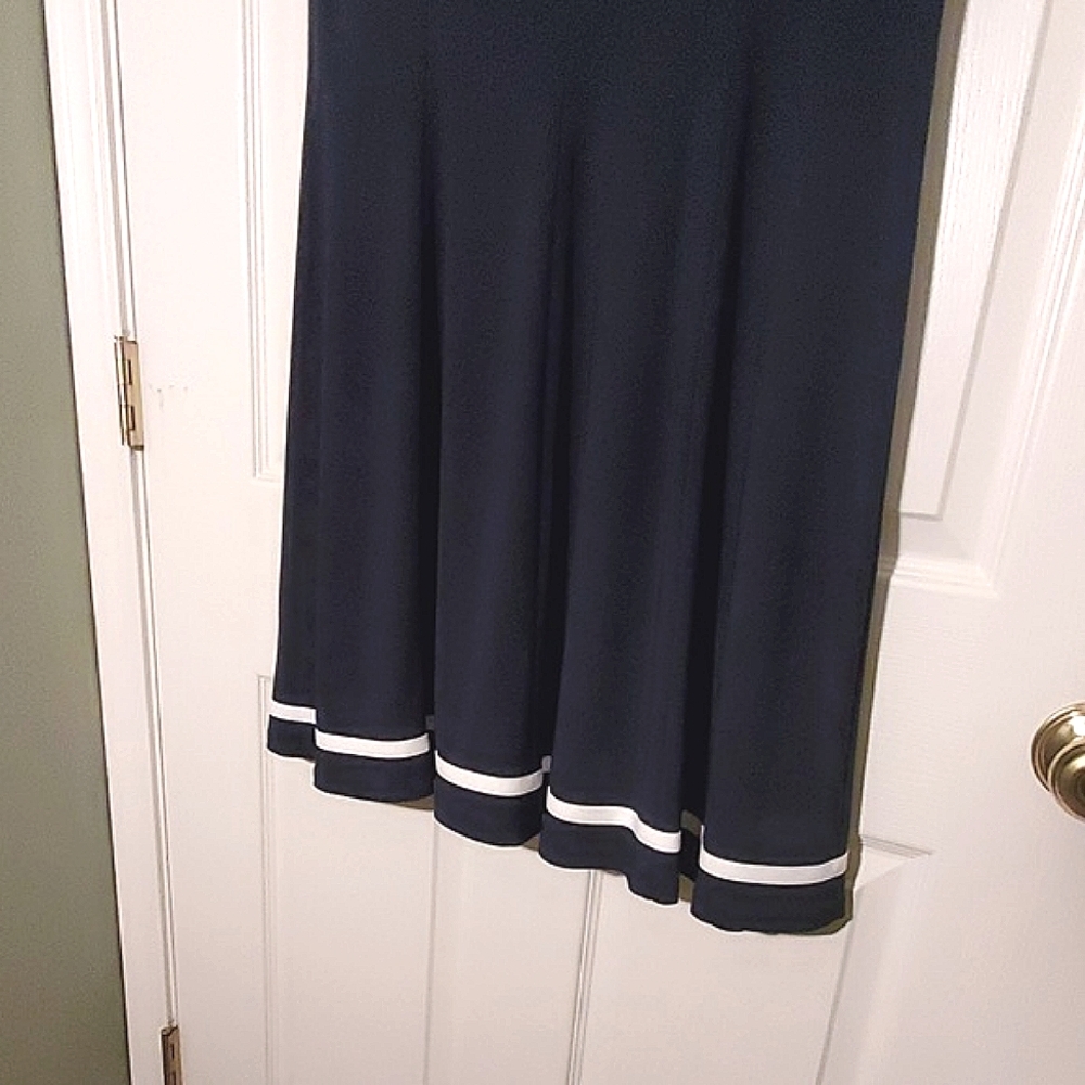 NWT Chaps Navy Fit & Flare Stripe Hem Dress - Picture 5 of 5